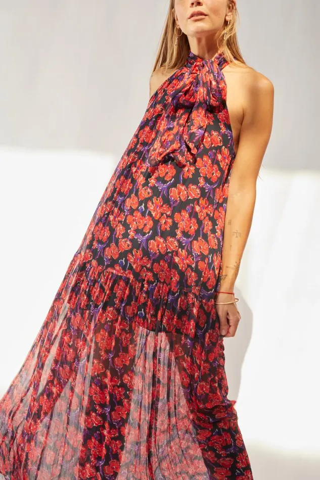 Natalie Martin INDIANA MAXI Chiffon Watercolor Onyx Shop Dresses