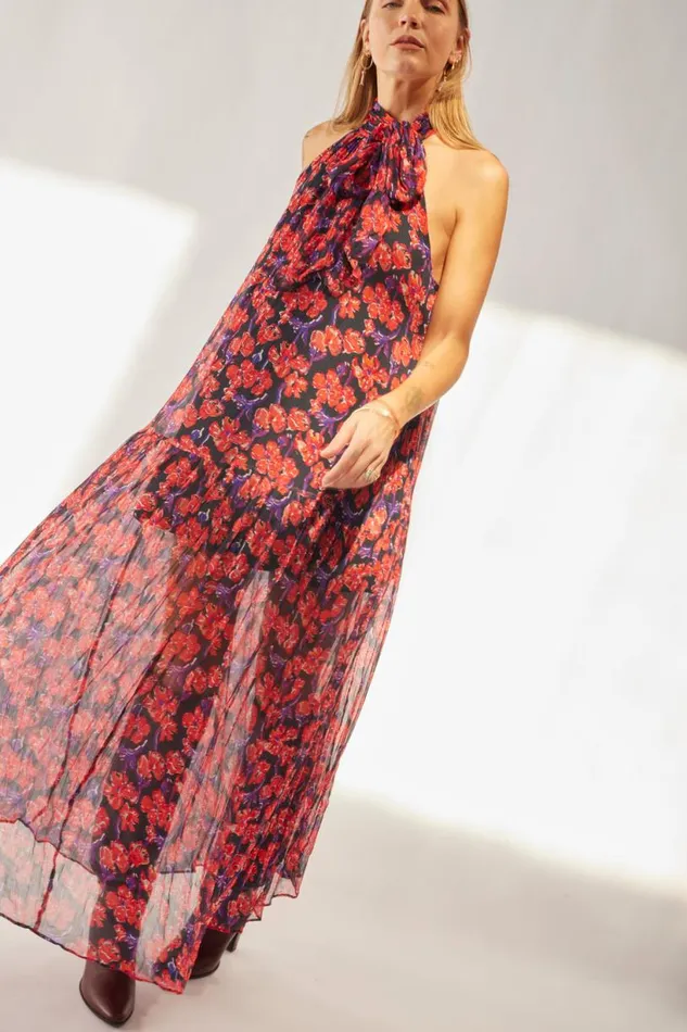 Natalie Martin INDIANA MAXI Chiffon Watercolor Onyx Shop Dresses