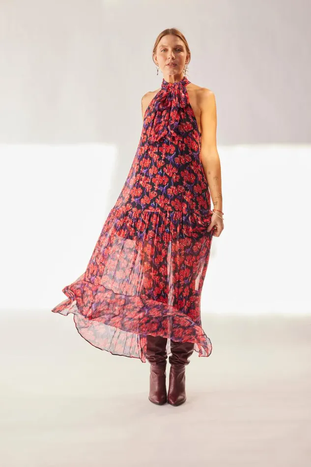 Natalie Martin INDIANA MAXI Chiffon Watercolor Onyx Shop Dresses
