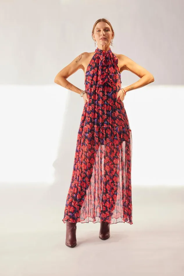 Natalie Martin INDIANA MAXI Chiffon Watercolor Onyx Shop Dresses