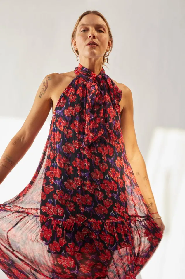 Natalie Martin INDIANA MAXI Chiffon Watercolor Onyx Shop Dresses