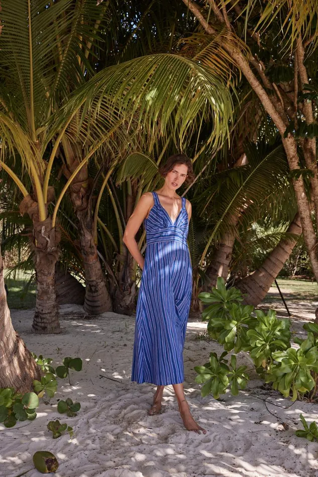 Natalie Martin JACKIE DRESS Batik Stripe Navy Shop Dresses