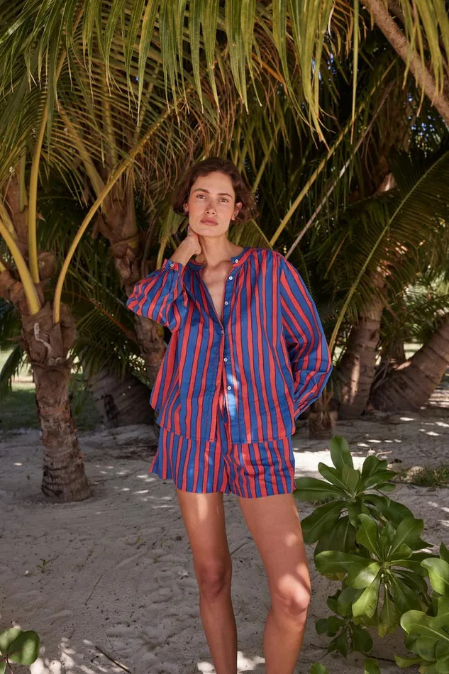 Natalie Martin JASPER SHORT Batik Stripe Blood Orange Shop Bottoms