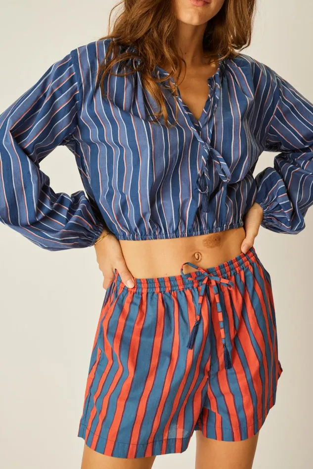 Natalie Martin JASPER SHORT Batik Stripe Blood Orange Shop Bottoms
