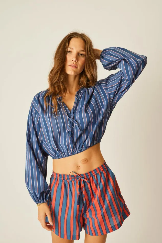 Natalie Martin JASPER SHORT Batik Stripe Blood Orange Shop Bottoms