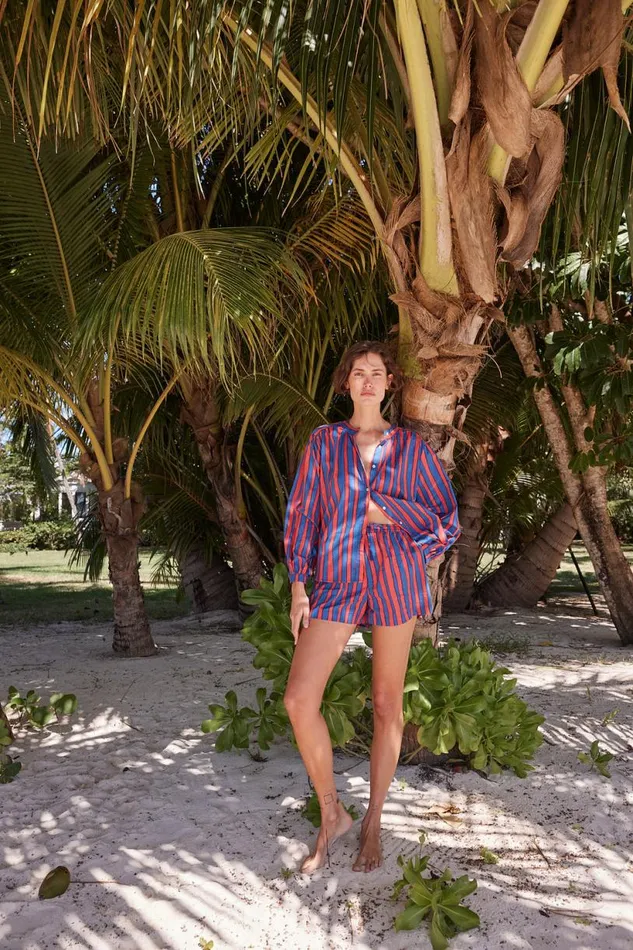 Natalie Martin JASPER SHORT Batik Stripe Blood Orange Shop Bottoms