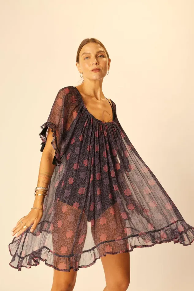 Natalie Martin MARINA DRESS Snowflake Aubergine Shop Dresses