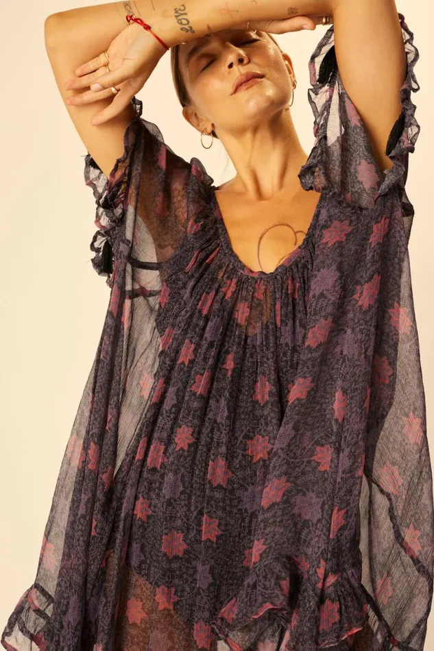 Natalie Martin MARINA DRESS Snowflake Aubergine Shop Dresses