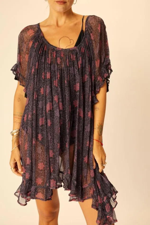 Natalie Martin MARINA DRESS Snowflake Aubergine Shop Dresses