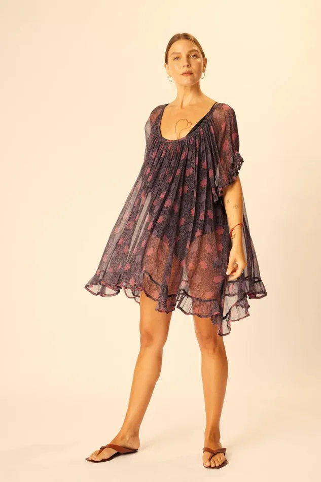 Natalie Martin MARINA DRESS Snowflake Aubergine Shop Dresses