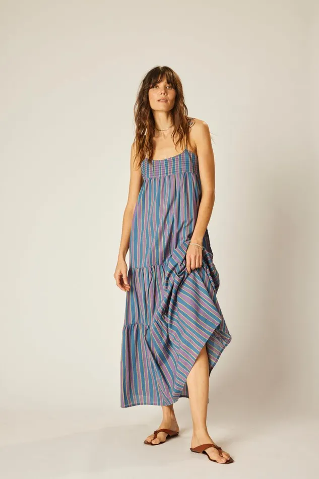 Natalie Martin MELANIE DRESS Batik Stripe Lavender Shop Dresses