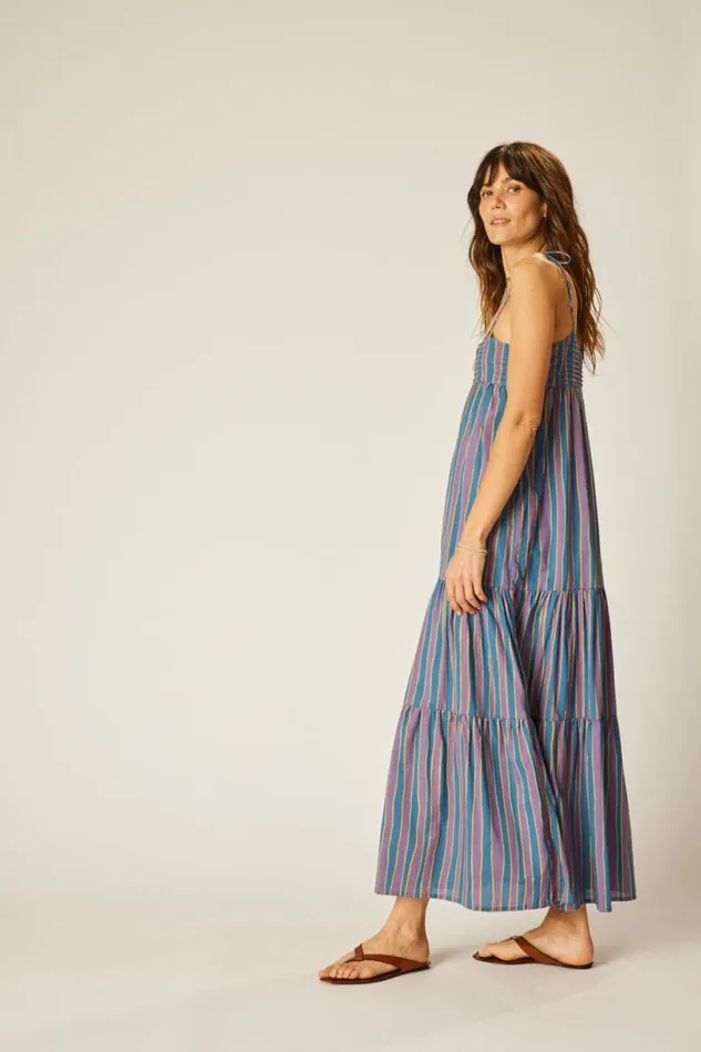 Natalie Martin MELANIE DRESS Batik Stripe Lavender Shop Dresses