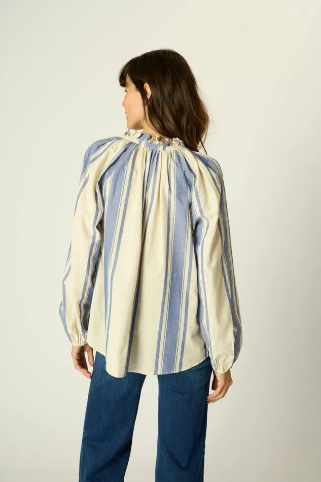 Natalie Martin PENNY BLOUSE French Stripe Blue Shop Tops