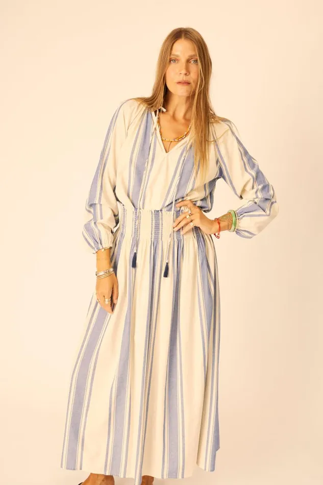 Natalie Martin PENNY BLOUSE French Stripe Blue Shop Tops