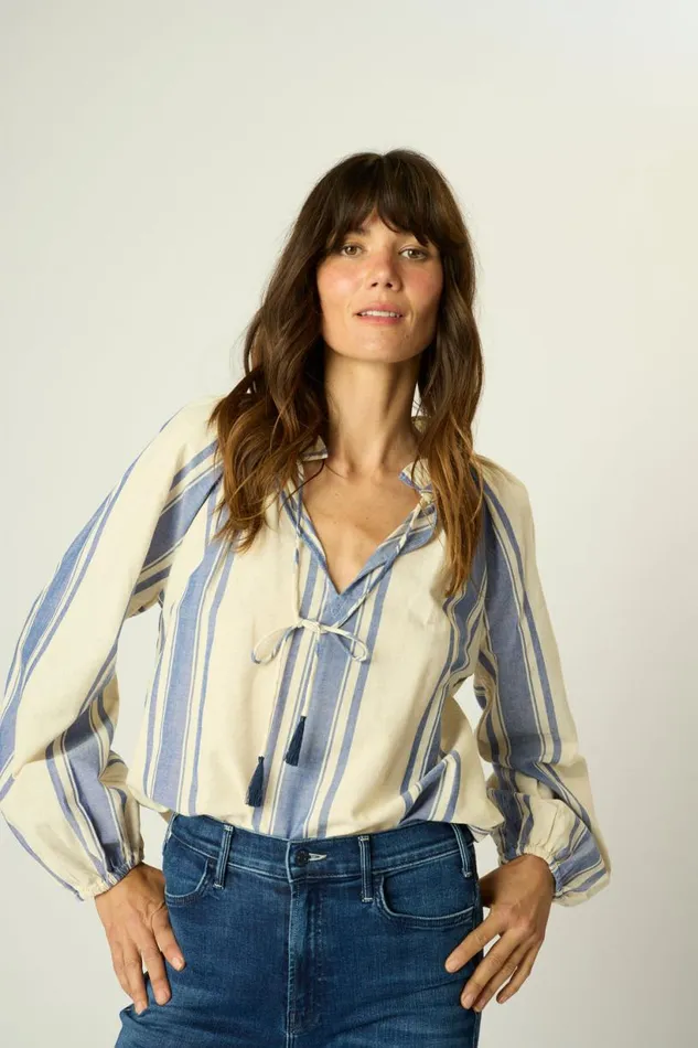 Natalie Martin PENNY BLOUSE French Stripe Blue Shop Tops