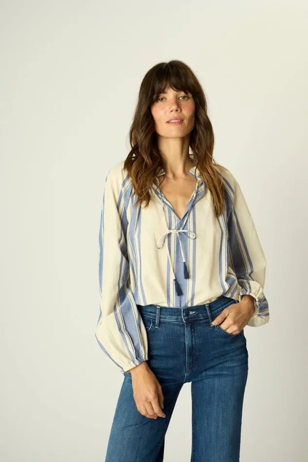 Natalie Martin PENNY BLOUSE French Stripe Blue Shop Tops