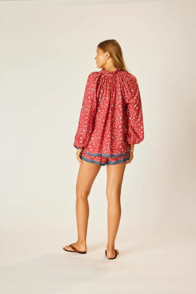 Natalie Martin PENNY BLOUSE Pinwheel Barn Red Shop Tops
