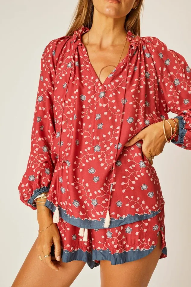 Natalie Martin PENNY BLOUSE Pinwheel Barn Red Shop Tops