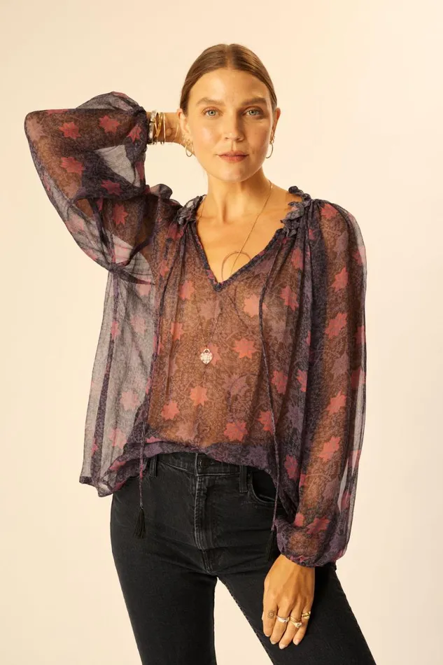 Natalie Martin PENNY BLOUSE Snowflake Aubergine Shop Tops