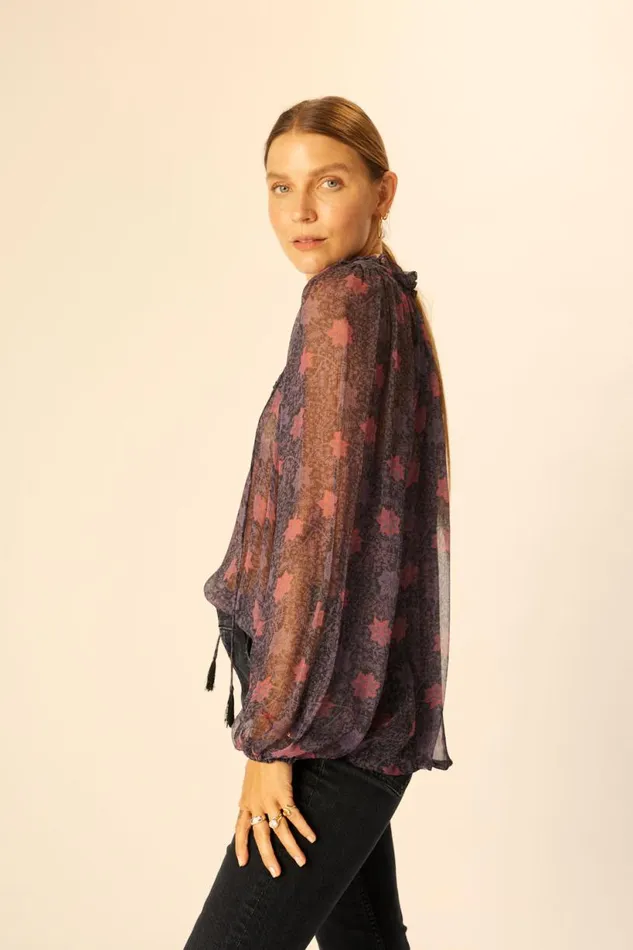 Natalie Martin PENNY BLOUSE Snowflake Aubergine Shop Tops