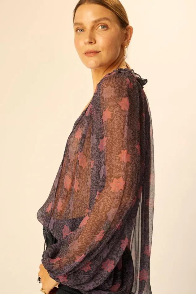 Natalie Martin PENNY BLOUSE Snowflake Aubergine Shop Tops
