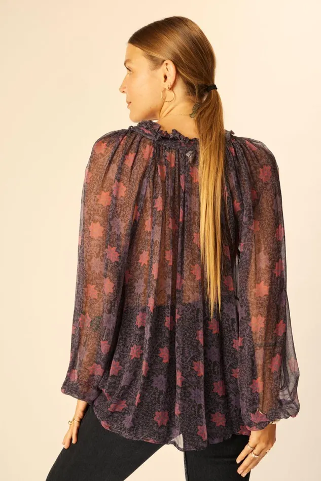 Natalie Martin PENNY BLOUSE Snowflake Aubergine Shop Tops