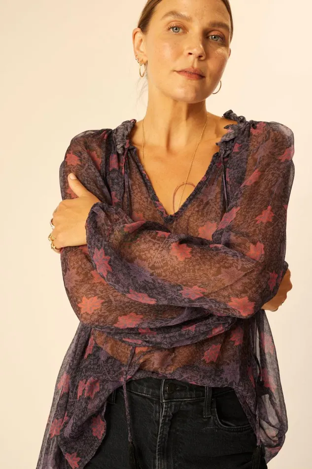 Natalie Martin PENNY BLOUSE Snowflake Aubergine Shop Tops