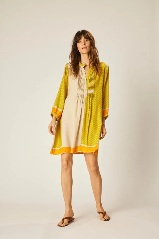 Natalie Martin SAMMIE SHORT DRESS Block Zigzag Tangerine Shop Dresses