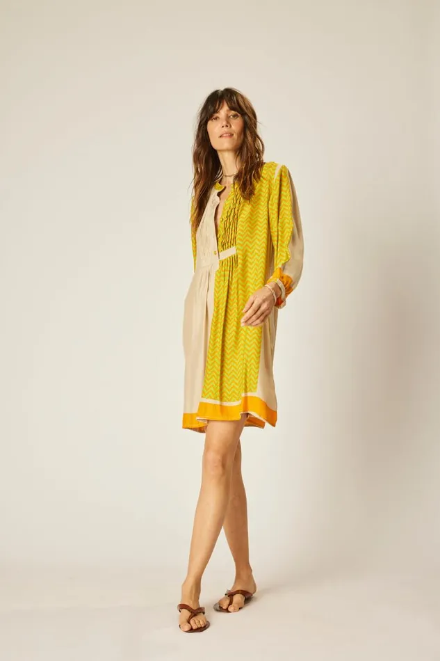 Natalie Martin SAMMIE SHORT DRESS Block Zigzag Tangerine Shop Dresses