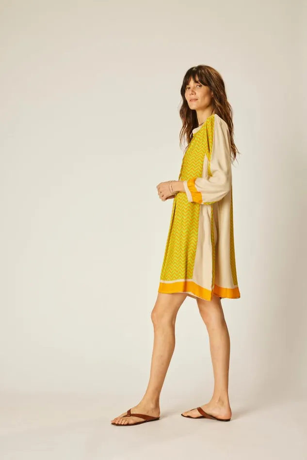 Natalie Martin SAMMIE SHORT DRESS Block Zigzag Tangerine Shop Dresses