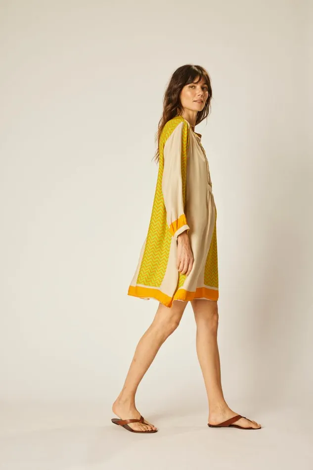 Natalie Martin SAMMIE SHORT DRESS Block Zigzag Tangerine Shop Dresses