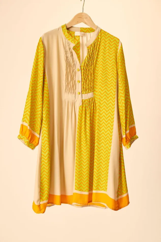 Natalie Martin SAMMIE SHORT DRESS Block Zigzag Tangerine Shop Dresses