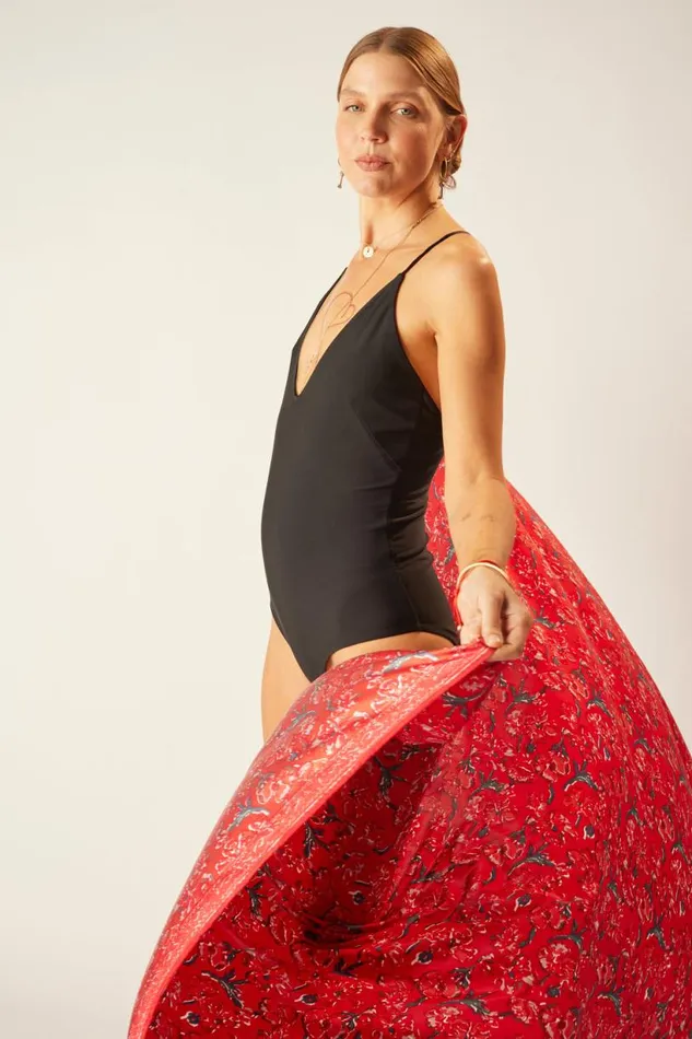 Natalie Martin SARONGSCARF Silk Watercolor Vermillion Shop Bottoms