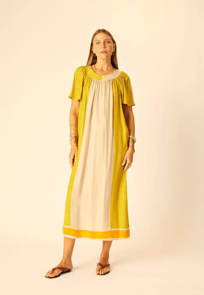Natalie Martin SIENNA DRESS Block Zigzag Tangerine Shop Dresses