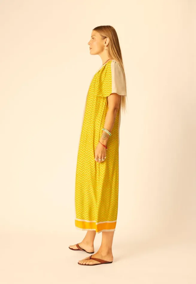 Natalie Martin SIENNA DRESS Block Zigzag Tangerine Shop Dresses
