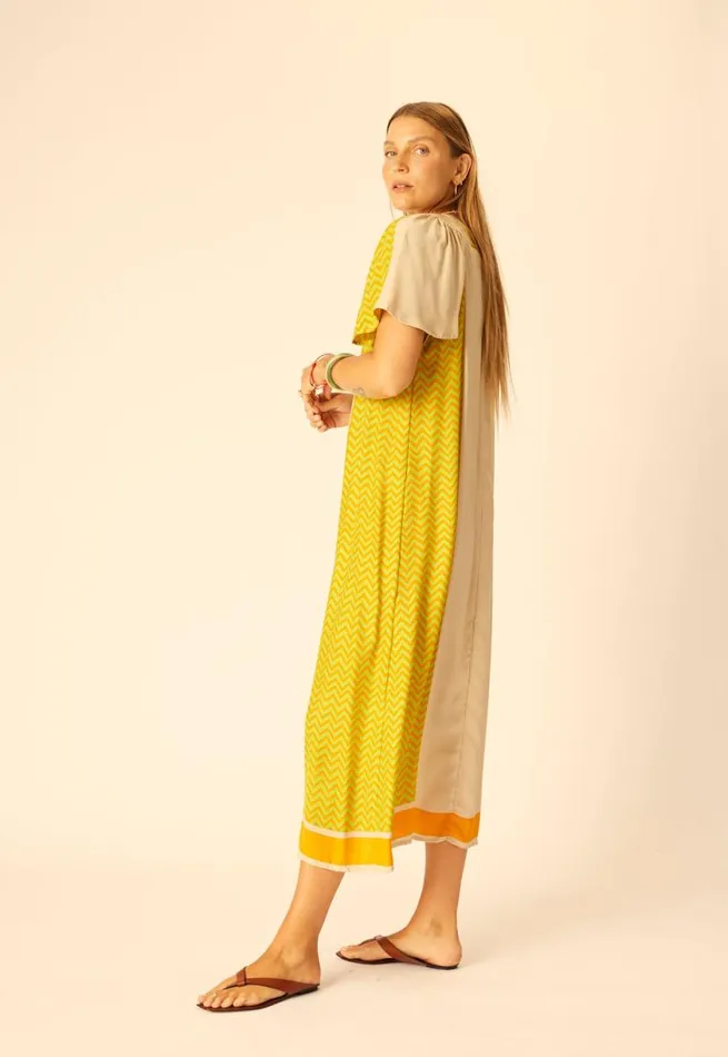Natalie Martin SIENNA DRESS Block Zigzag Tangerine Shop Dresses