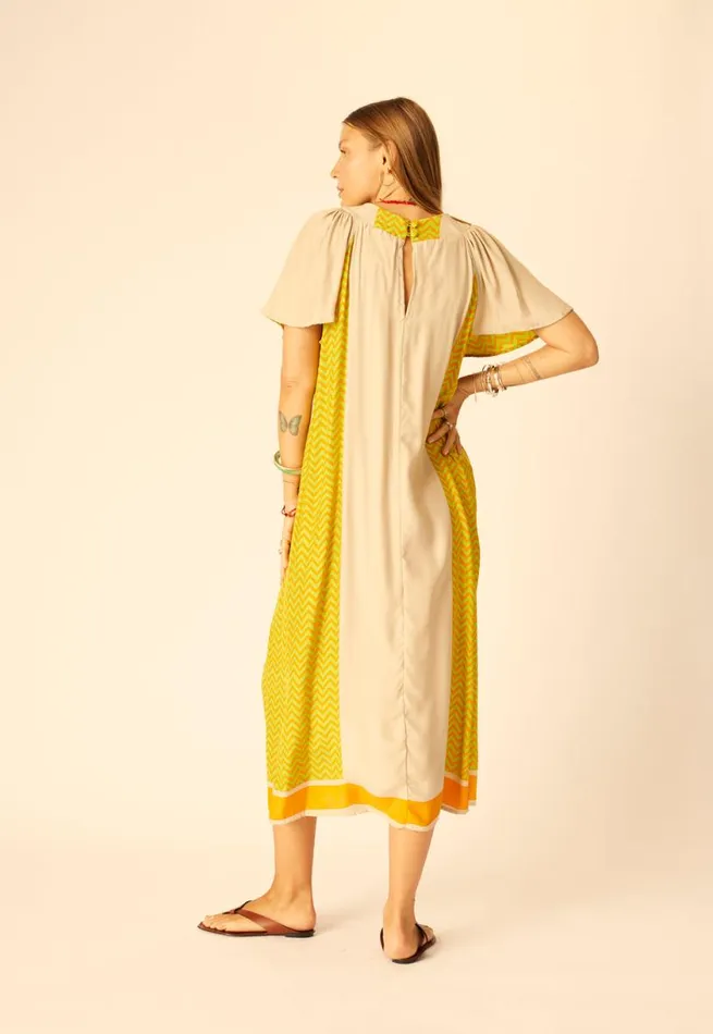 Natalie Martin SIENNA DRESS Block Zigzag Tangerine Shop Dresses