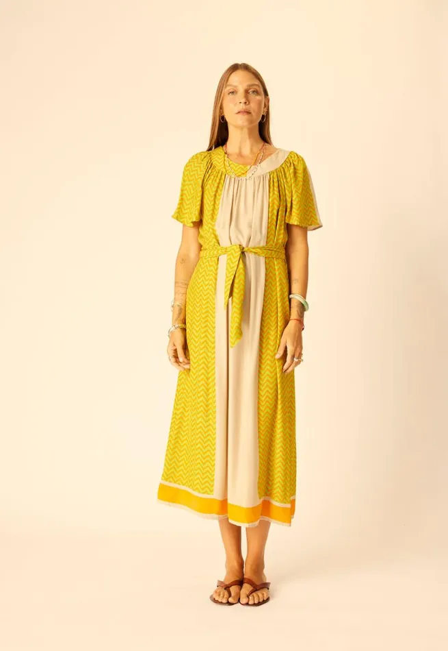 Natalie Martin SIENNA DRESS Block Zigzag Tangerine Shop Dresses