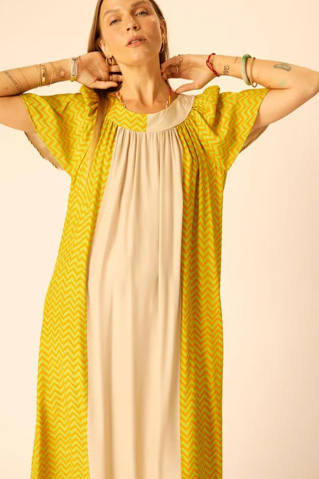 Natalie Martin SIENNA DRESS Block Zigzag Tangerine Shop Dresses