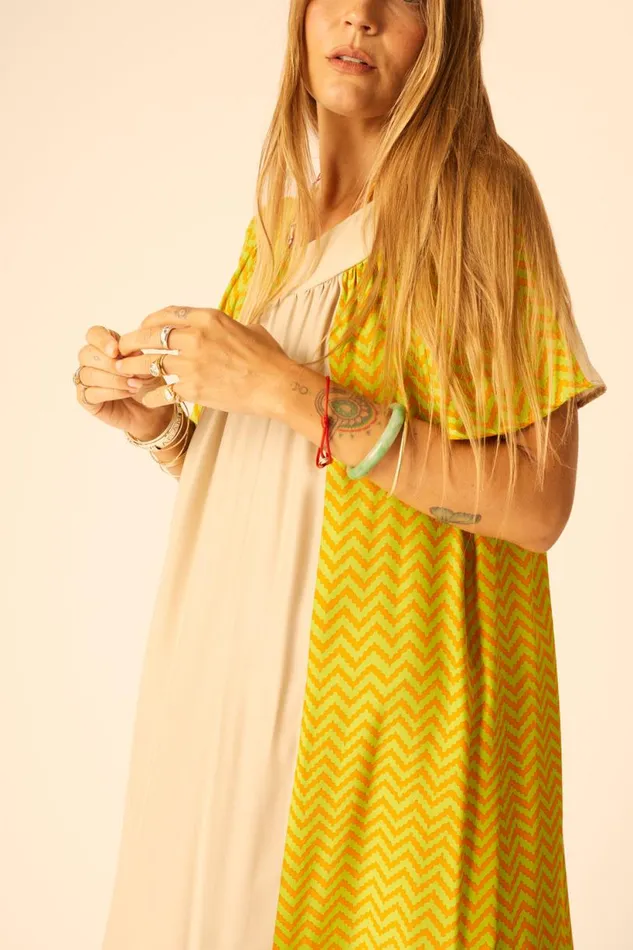 Natalie Martin SIENNA DRESS Block Zigzag Tangerine Shop Dresses