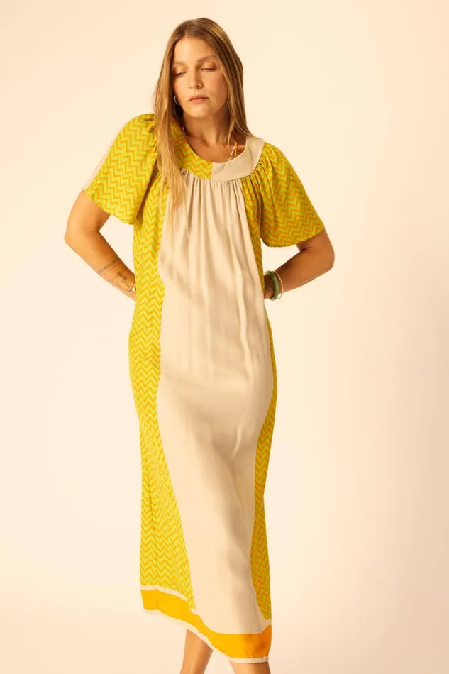 Natalie Martin SIENNA DRESS Block Zigzag Tangerine Shop Dresses