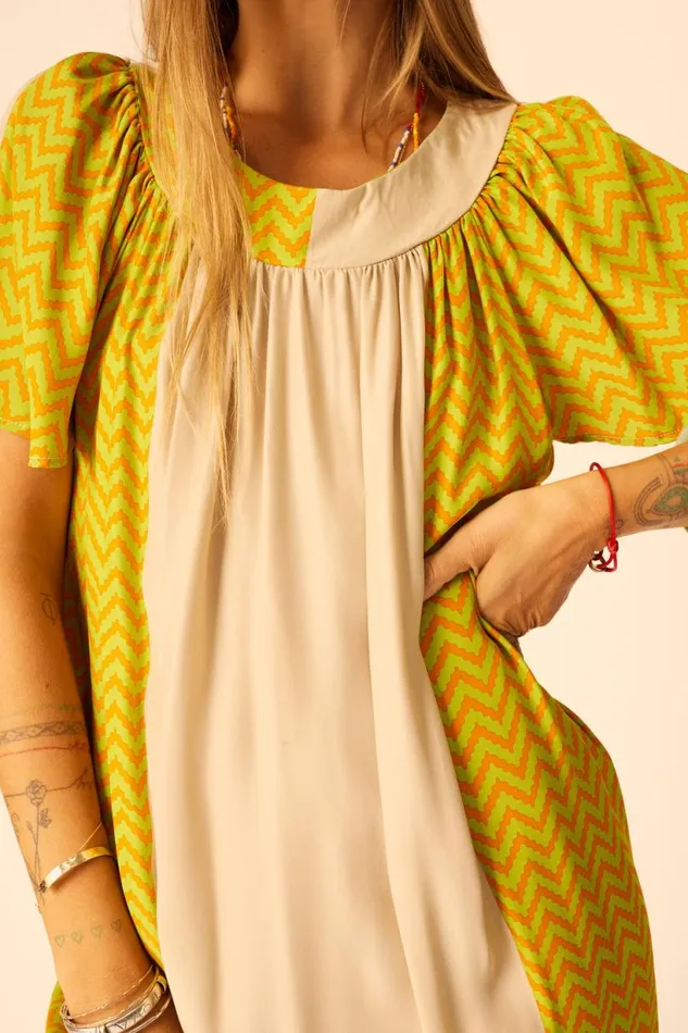 Natalie Martin SIENNA DRESS Block Zigzag Tangerine Shop Dresses