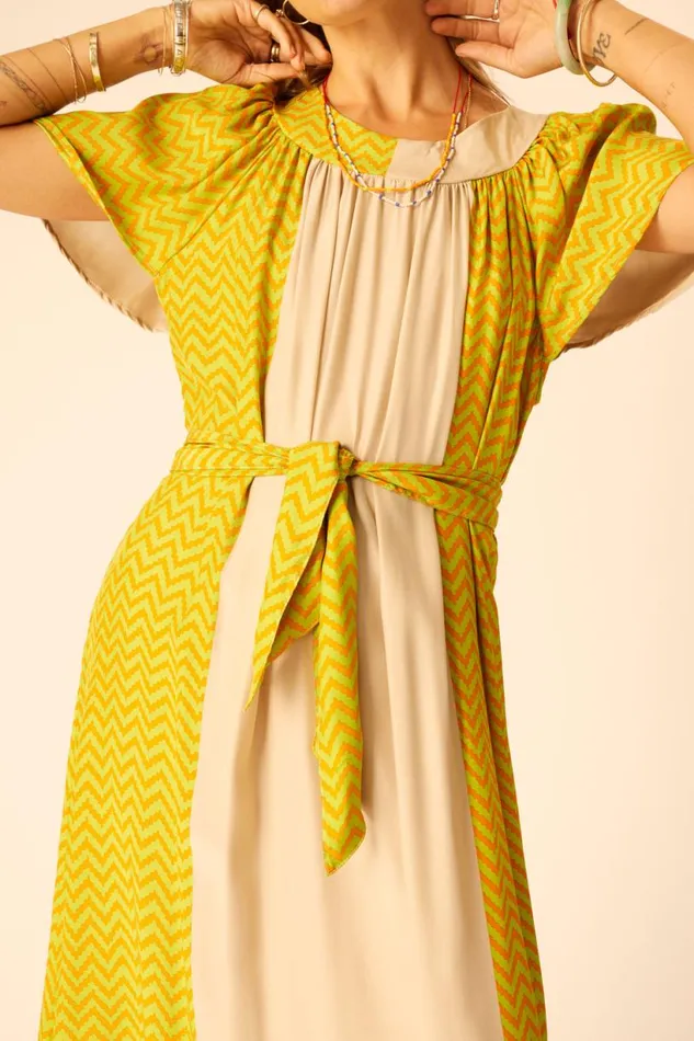 Natalie Martin SIENNA DRESS Block Zigzag Tangerine Shop Dresses