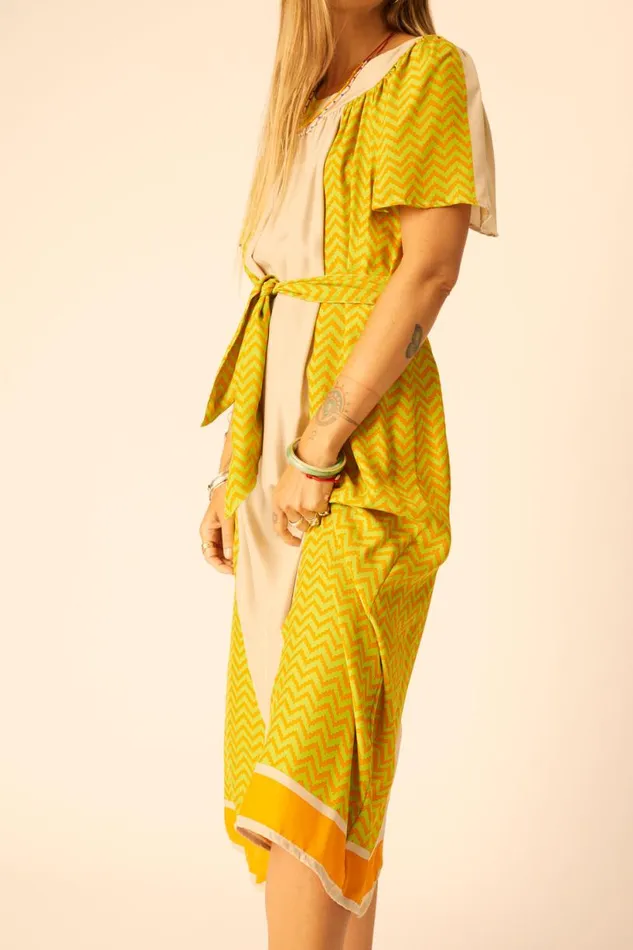 Natalie Martin SIENNA DRESS Block Zigzag Tangerine Shop Dresses