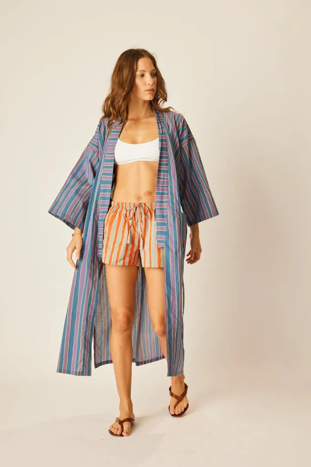 Natalie Martin TASH SHORT Batik Stripe Sage Shop Bottoms