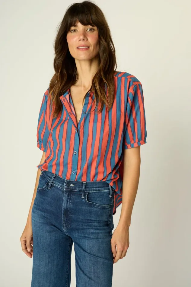 Natalie Martin VIOLET TOP Batik Stripe Blood Orage Shop The Family Martin