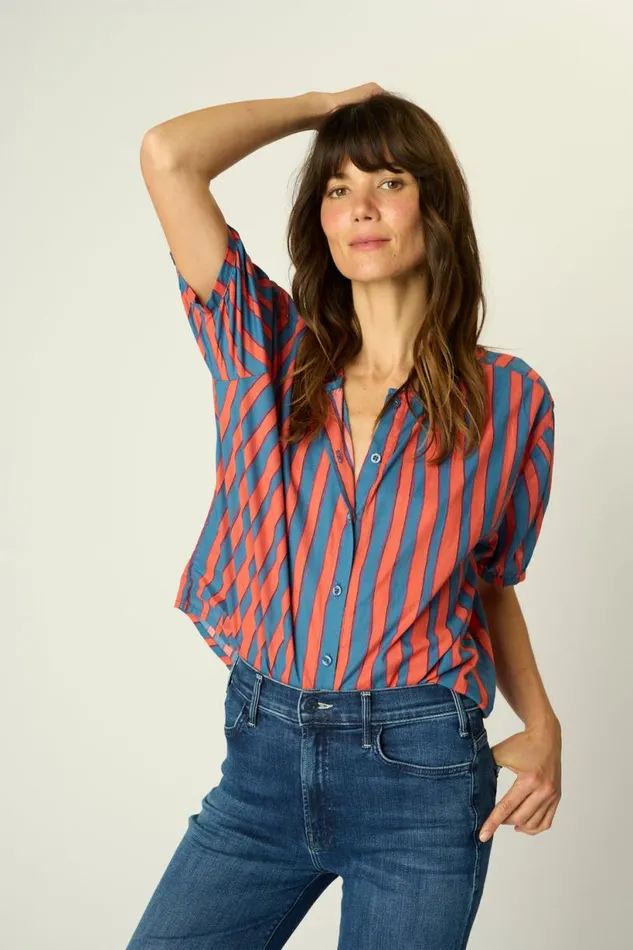 Natalie Martin VIOLET TOP Batik Stripe Blood Orage Shop The Family Martin