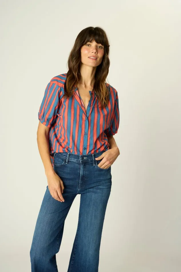 Natalie Martin VIOLET TOP Batik Stripe Blood Orage Shop The Family Martin