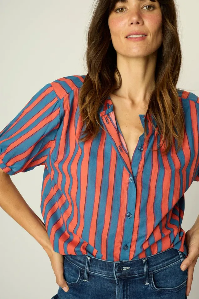 Natalie Martin VIOLET TOP Batik Stripe Blood Orage Shop The Family Martin
