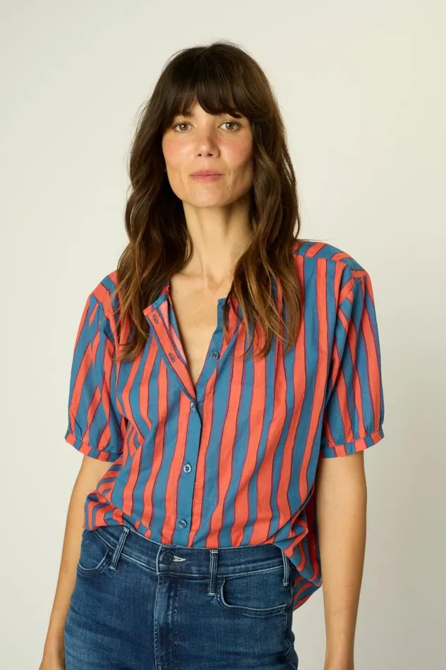 Natalie Martin VIOLET TOP Batik Stripe Blood Orage Shop The Family Martin